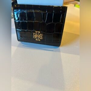 Tory Burch Black Croc-Embossed Card Holder